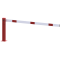 Compact hand barrier | with fixed support post | clear width: 1500 mm | with profile cylinder lock | hot-dip galvanized and coated red / white